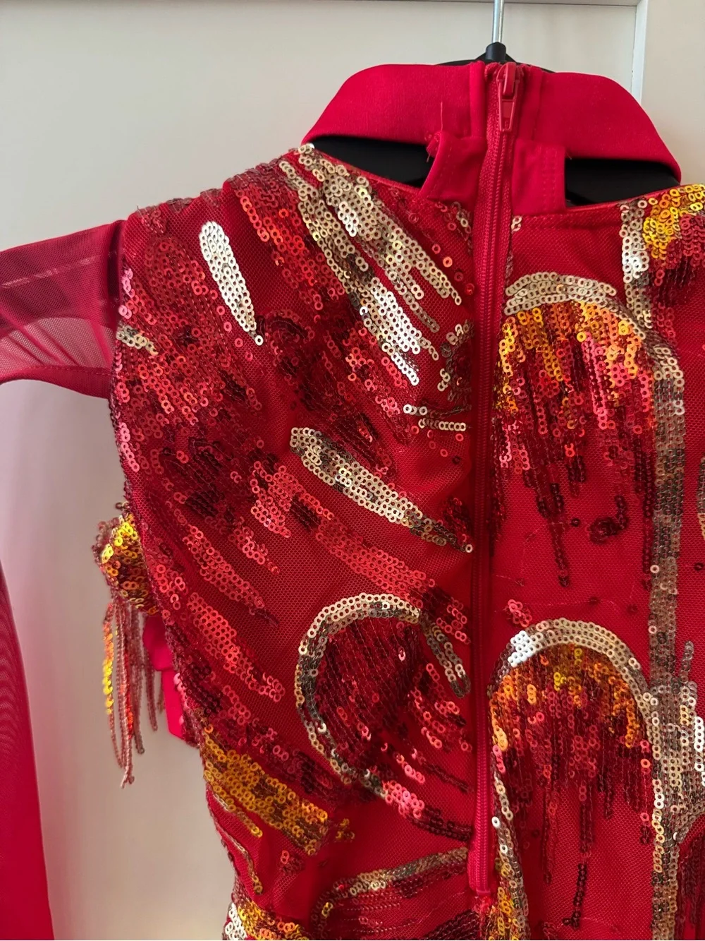 Revolution Red Kids One-Piece Leotard with Gold Fringe